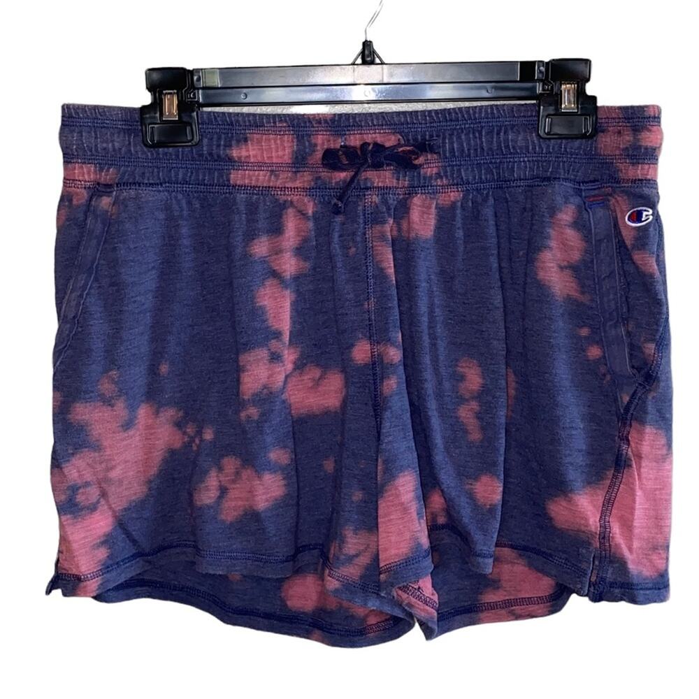 Champion Tie Dye Lounge Shorts Women’s Large Blue Pink Athletic